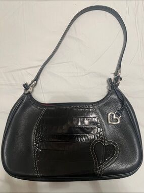 Brighton Black Shoulder Bag with Heart Charm